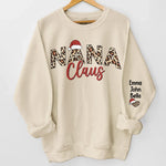 Custom Name Leopard Print Santa Claus Christmas Gifts for Family - Personalized Sweatshirt Design On Sleeve - Paint The Colors