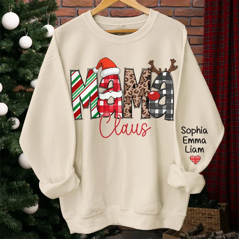 Custom Name Christmas Gifts for Mom - Personalized Sweatshirt Design On Sleeve - Brightest At Christmas