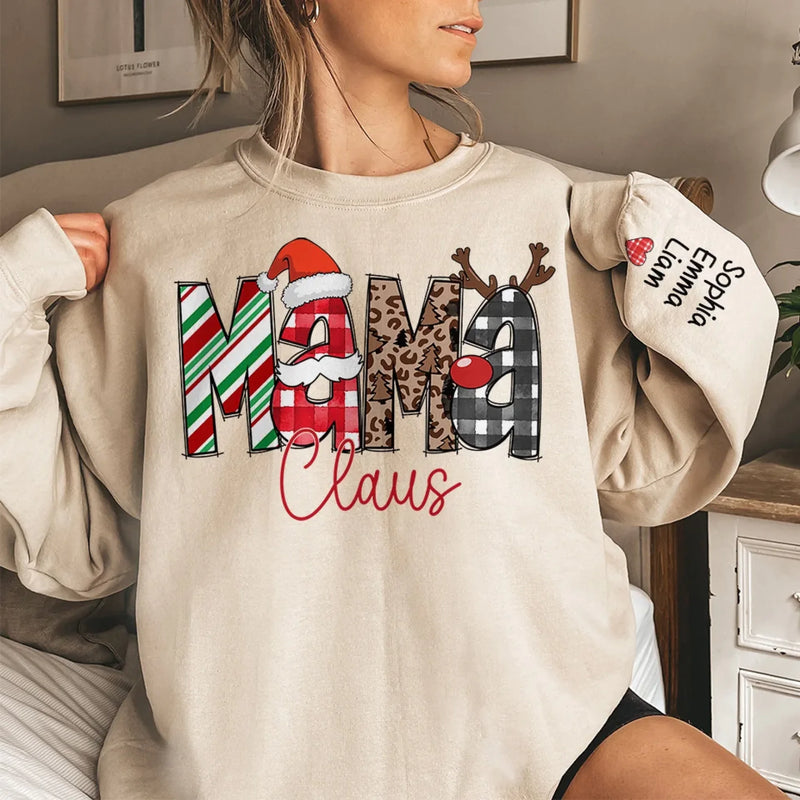 Custom Name Christmas Gifts for Mom - Personalized Sweatshirt Design On Sleeve - Brightest At Christmas