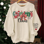 Custom Name Christmas Claus Gifts - Personalized Sweatshirt Design On Sleeve - Filled With Grandma's Love