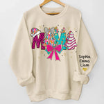 Custom Name Christmas Gifts for Mom - Personalized Sweatshirt Design On Sleeve - Shines Brighter