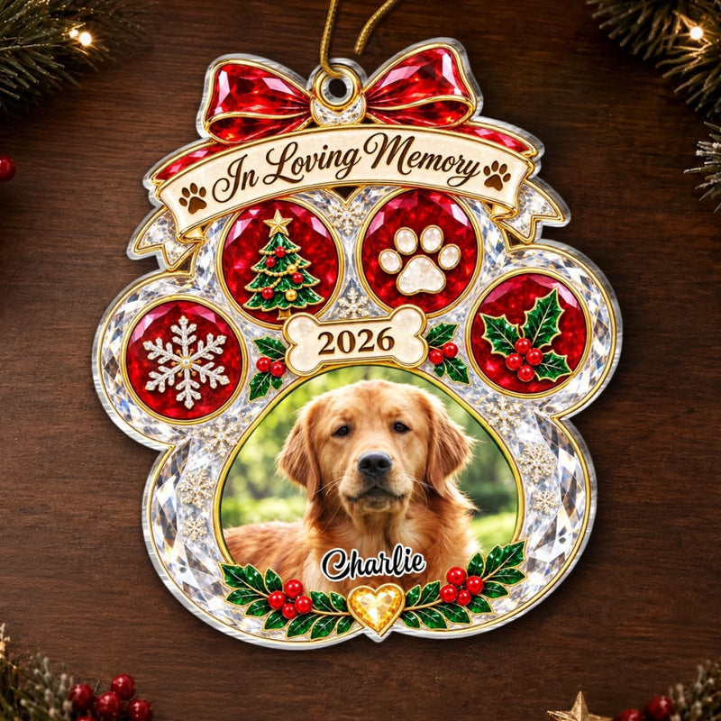 Custom Pet Photo Christmas Memorial Gifts - Personalized Acrylic Ornament - Pet Lovers