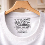 Custom Name Inspirational Gifts for Grandson - Personalized Inside Neck Print T-Shirt - Always Believe In Yourself