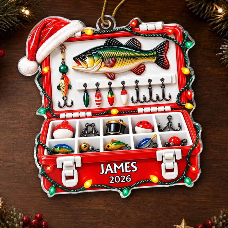 Custom Fishing Tackle Box Christmas Gifts for Anglers - Personalized Christmas Ornament - Tis The Season To Catch