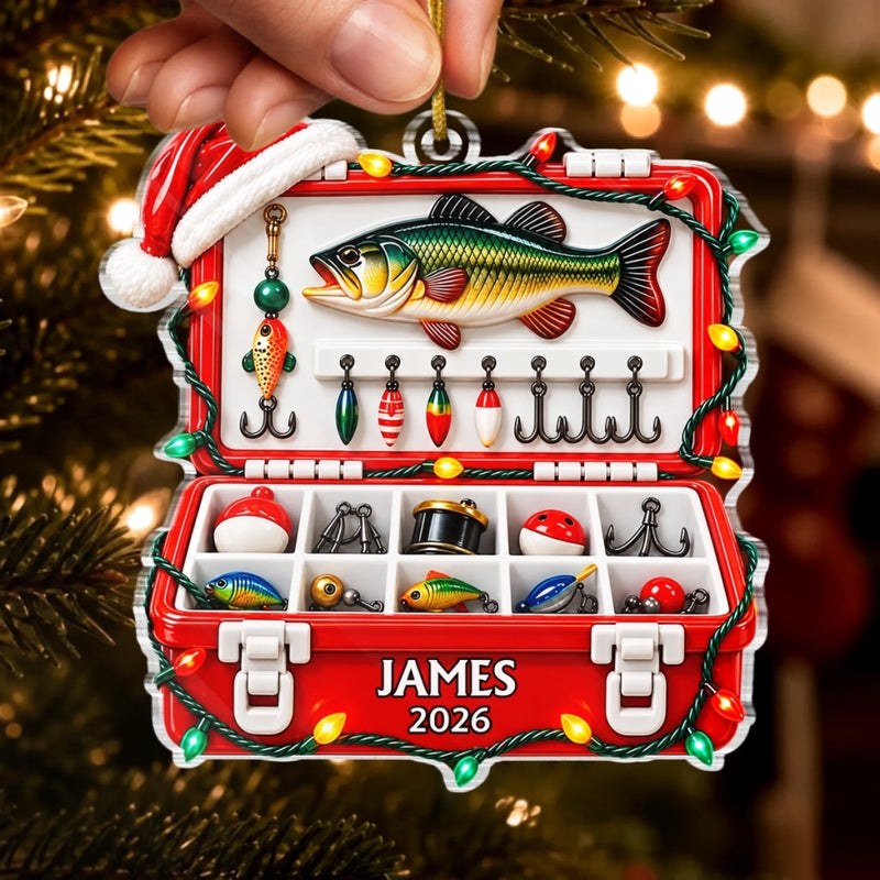 Custom Fishing Tackle Box Christmas Gifts for Anglers - Personalized Christmas Ornament - Tis The Season To Catch