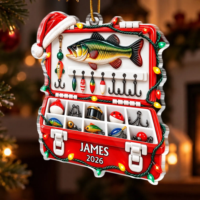 Custom Fishing Tackle Box Christmas Gifts for Anglers - Personalized Christmas Ornament - Tis The Season To Catch