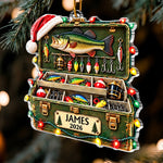 Custom Tackle Box Name and Year Christmas Keepsake for Fishermen - Personalized Acrylic Ornament - Hooked On Holiday Cheer