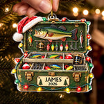 Custom Tackle Box Name and Year Christmas Keepsake for Fishermen - Personalized Acrylic Ornament - Hooked On Holiday Cheer
