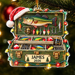 Custom Tackle Box Name and Year Christmas Keepsake for Fishermen - Personalized Acrylic Ornament - Hooked On Holiday Cheer