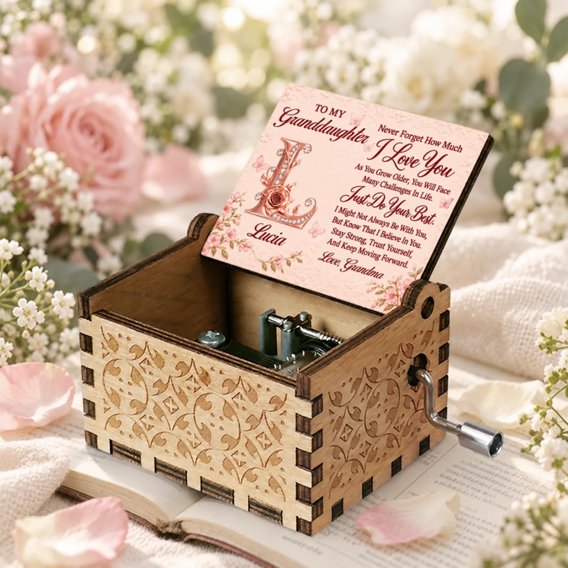 Custom Name Encouragement Gift for Granddaughter from Grandma - Personalized Music Box - Believe In Yourself And Keep Shining