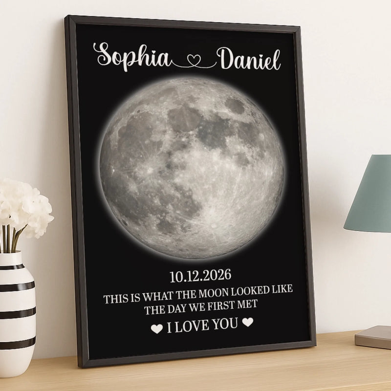 Custom Name and Date First Meeting Moon Gifts for Couples - Personalized Poster - That Day