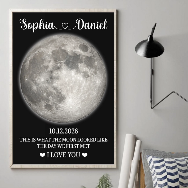 Custom Name and Date First Meeting Moon Gifts for Couples - Personalized Poster - That Day