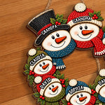 Custom Family Snowman Christmas Decor - Personalized Shaped Wood Sign - Winter Hats
