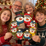 Custom Family Snowman Christmas Decor - Personalized Shaped Wood Sign - Winter Hats
