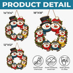 Custom Family Snowman Christmas Decor - Personalized Shaped Wood Sign - Winter Hats
