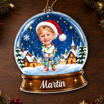 Custom Photo Name Christmas Gifts for Kids - Personalized Acrylic Ornament - Snow Festival