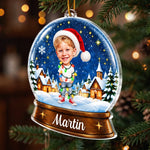 Custom Photo Name Christmas Gifts for Kids - Personalized Acrylic Ornament - Snow Festival