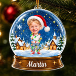 Custom Photo Name Christmas Gifts for Kids - Personalized Acrylic Ornament - Snow Festival