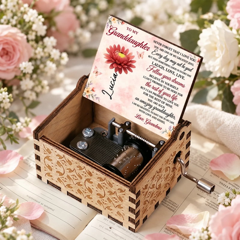 Custom Name Granddaughter Keepsake Gifts - Personalized Music Box - Every Day Is A Chance To Shine