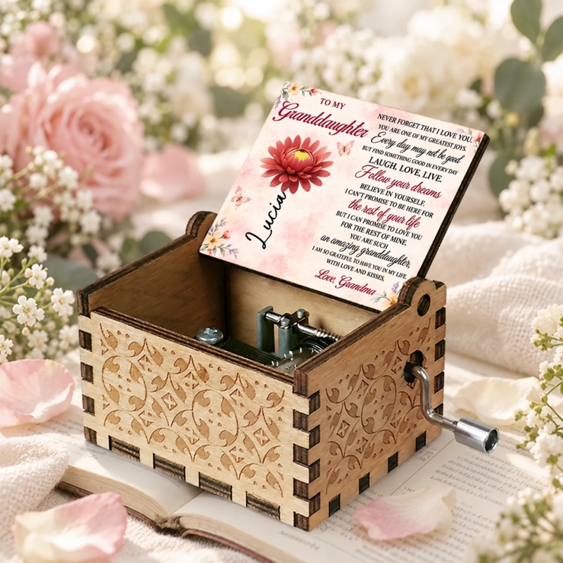 Custom Name Granddaughter Keepsake Gifts - Personalized Music Box - Every Day Is A Chance To Shine