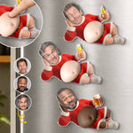 Custom Photo Funny Santa Dad Bod Gifts for Men - Personalized Squishy Acrylic Fridge Magnet - Belly Laughs And Holiday Cheers