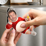 Custom Photo Funny Santa Dad Bod Gifts for Men - Personalized Squishy Acrylic Fridge Magnet - Belly Laughs And Holiday Cheers