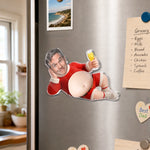 Custom Photo Funny Santa Dad Bod Gifts for Men - Personalized Squishy Acrylic Fridge Magnet - Belly Laughs And Holiday Cheers