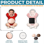 Custom Photo Santa Belly Humor Gifts for Men - Personalized Squishy Acrylic Fridge Magnet - All Belly No Regrets