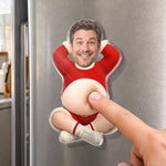 Custom Photo Santa Belly Humor Gifts for Men - Personalized Squishy Acrylic Fridge Magnet - All Belly No Regrets