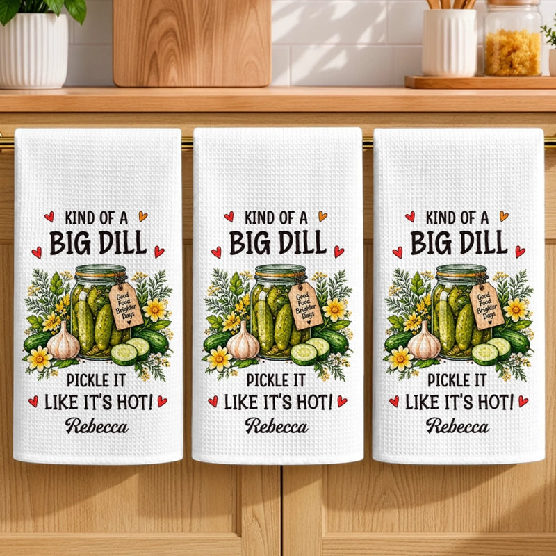 Custom Name Pickle Gifts for Pickle Lovers - Personalized Kitchen Towel - Big Dill