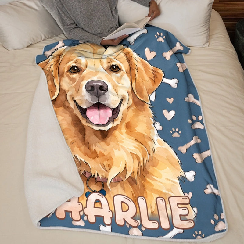 Custom Name Golden Retriever Lover Decor - Personalized Blanket - Pet Families