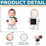 Custom Photo Funny Christmas Baby Belly Gifts - Personalized Squishy Acrylic Fridge Magnet - Tiny Suit Big Belly