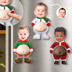 Custom Photo Funny Christmas Baby Belly Gifts - Personalized Squishy Acrylic Fridge Magnet - Tiny Suit Big Belly