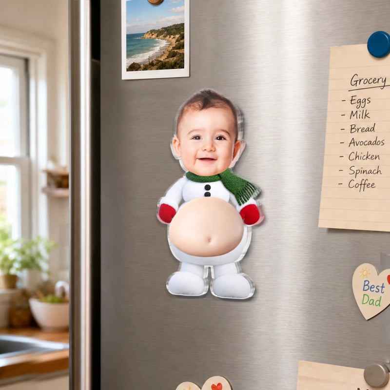 Custom Photo Funny Christmas Baby Belly Gifts - Personalized Squishy Acrylic Fridge Magnet - Tiny Suit Big Belly