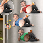 Custom Photo Funny Dad Bod Foodie Gifts for Men - Personalized Squishy Acrylic Fridge Magnet - Abs Are On Vacation