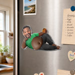Custom Photo Funny Dad Bod Foodie Gifts for Men - Personalized Squishy Acrylic Fridge Magnet - Abs Are On Vacation