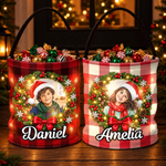 Custom Name Photo Christmas Gifts for Kids - Personalized LED Light Bucket Bag - Memorable Season