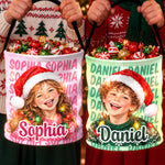 Custom Photo Christmas Gifts for Kids - Personalized LED Light Bucket Bag - Seasonal Celebrations