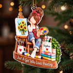 Custom Painting Girl Christmas Gifts for Artists - Personalized Acrylic Ornament - Art-loving Girl