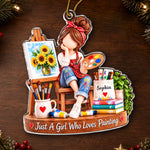 Custom Painting Girl Christmas Gifts for Artists - Personalized Acrylic Ornament - Art-loving Girl