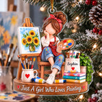 Custom Painting Girl Christmas Gifts for Artists - Personalized Acrylic Ornament - Art-loving Girl