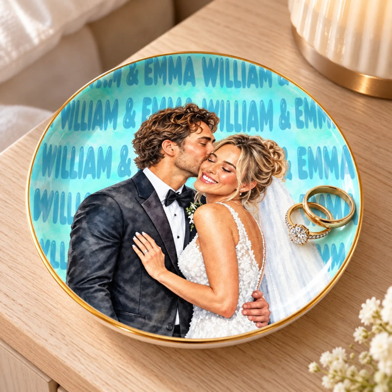 Personalized Photo Jewelry Dish – Wedding Gifts For Newlyweds – Custom Couple Names