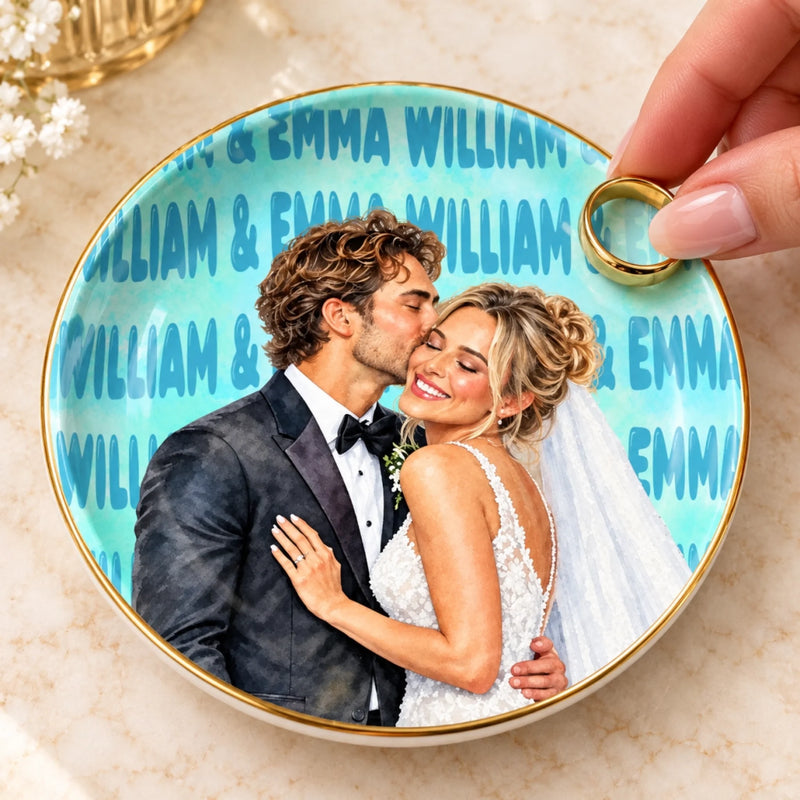 Personalized Photo Jewelry Dish – Wedding Gifts For Newlyweds – Custom Couple Names