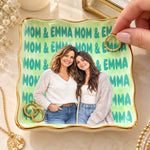Custom Name Vanity Gifts - Personalized Photo Jewelry Dish - Mother Daughter Love