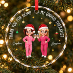 Custom Name Funny Christmas Gifts for Best Friends - Personalized Glass Ornament