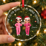 Custom Name Funny Christmas Gifts for Best Friends - Personalized Glass Ornament