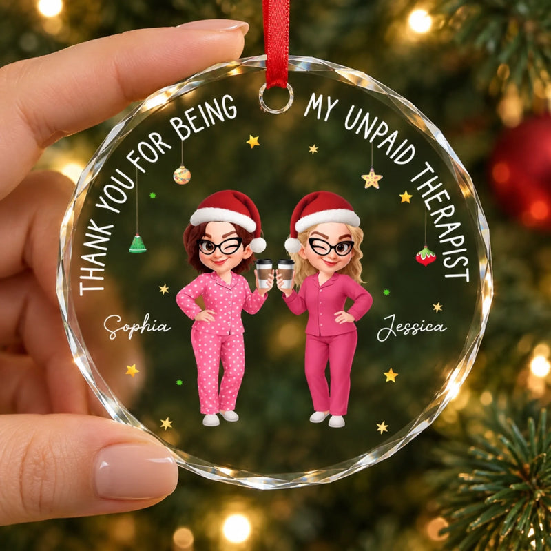 Custom Name Funny Christmas Gifts for Best Friends - Personalized Glass Ornament