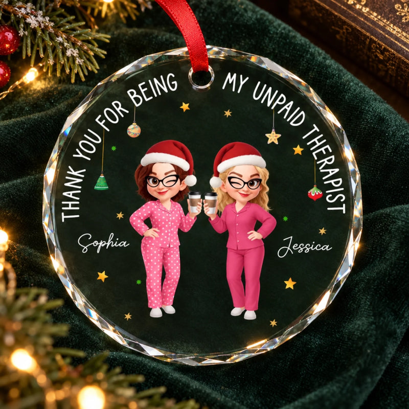 Custom Name Funny Christmas Gifts for Best Friends - Personalized Glass Ornament