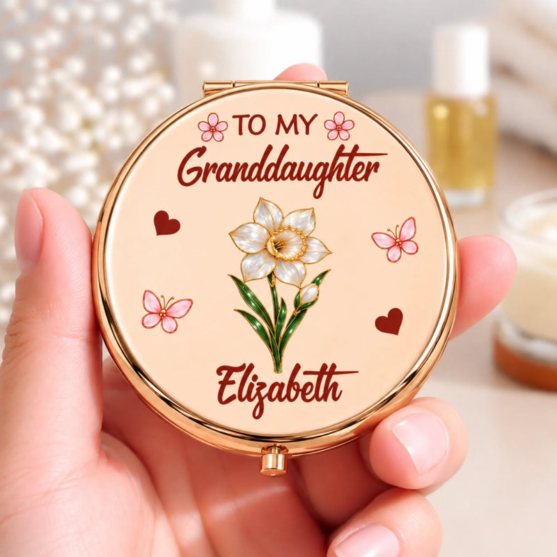 Custom Name Granddaughter Love Gifts - Personalized Compact Mirror - Stay Strong