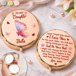 Custom Name Butterfly Gifts for Daughter - Personalized Compact Mirror - Everyday Routine